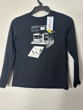 Cat & Jack Black Long-Sleeve Graphic Tee with White Print